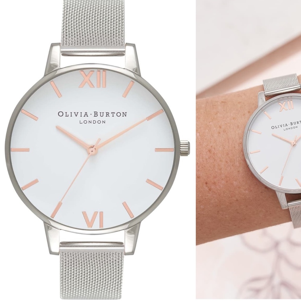 Olivia Burton White Dial Mesh Watch